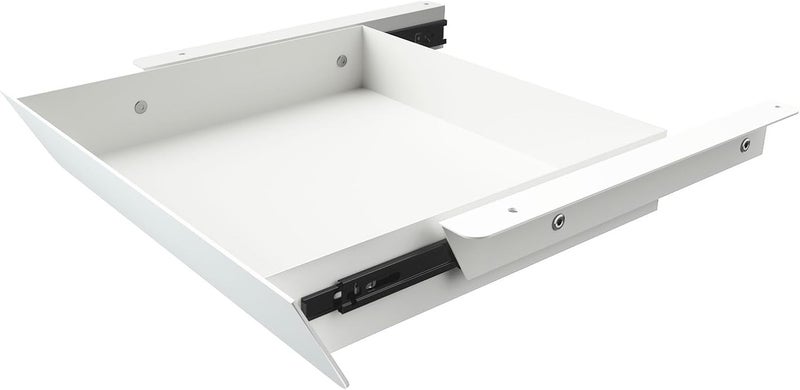 Gaxomo White Under Desk Mounted Sliding Drawer with 60 Degree Tilt Panel to pull out, 15'' long & 9'' deep Large Storage Organizer for Sit Stand Workstation - Image 1